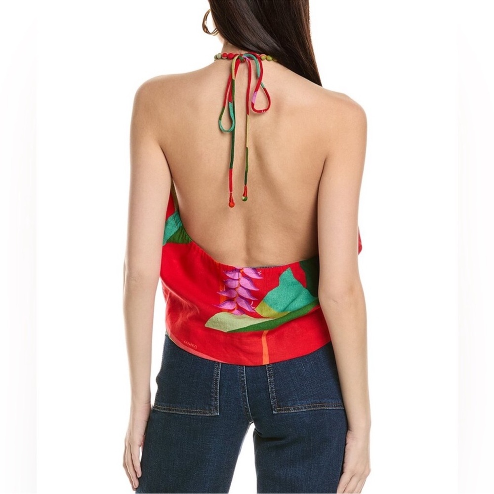 FARM Rio Heliconia Linen Halter Top - Picture 5 of 13